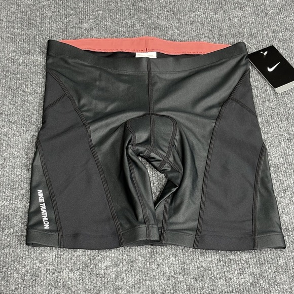 Nike Triathlon Shorts Womens XS Black Spandex Padded Compression Biking Running - Picture 1 of 13